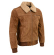 Milwaukee Leather Vintage SFM1818 Men's Classic Beige Suede Leather Fashion Coat Jacket w/ Front Zipper Closure