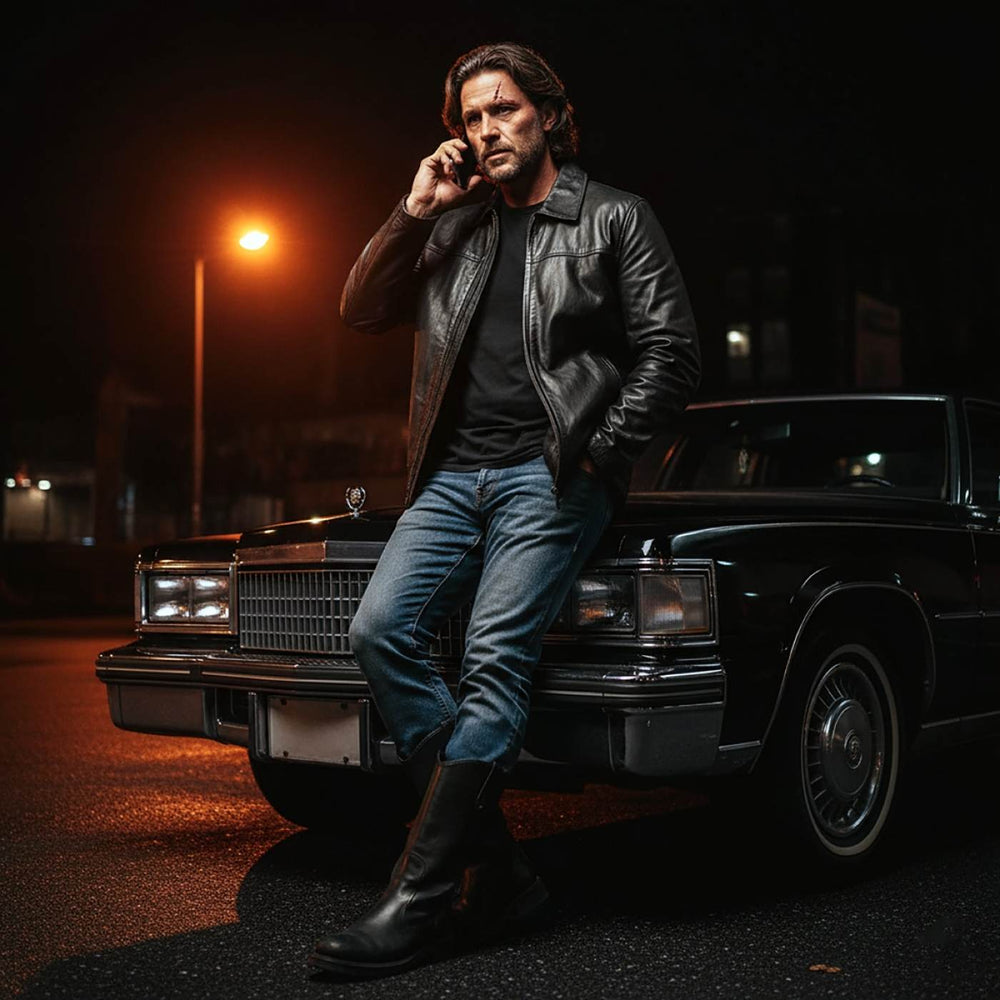 Milwaukee Leather SFM1820 Men's Classic 'JD' Black Lambskin Leather Jacket with Zipper Closure