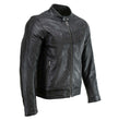 Milwaukee Leather Men's Black Cafe Racer Leather Jacket with Snap Button Collar SFM1835