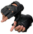 Milwaukee Leather SH195 Men's Black Leather Perforated Gel Padded Palm Fingerless Motorcycle Hand Gloves W/ ‘Open Knuckle’
