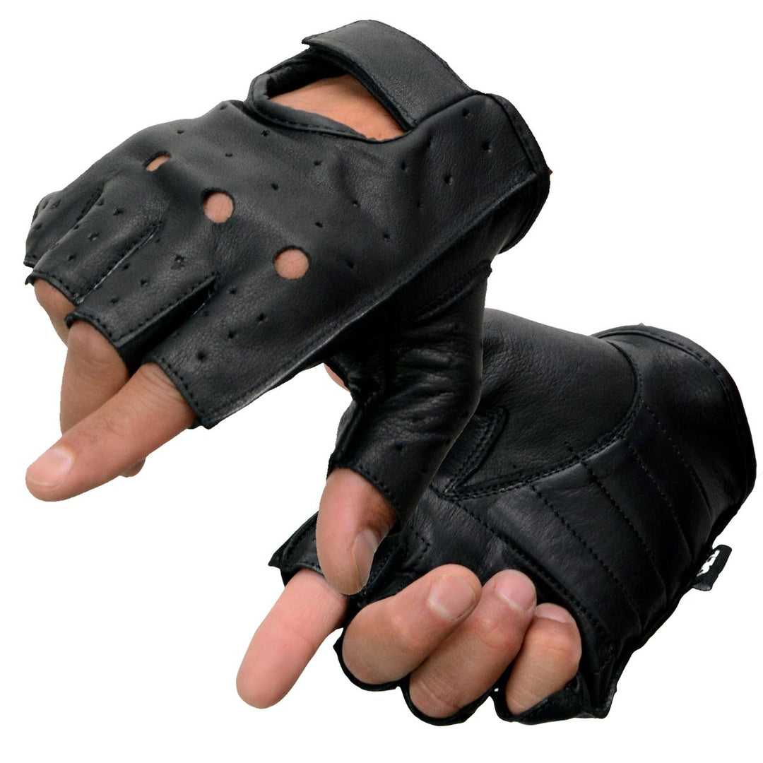 pusher apparel handschuhe Milwaukee Leather SH195 Men's Leather Fingerless Gloves With Gel Palm