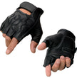 Milwaukee Leather SH198 Men's Black Leather Gel Padded Palm Fingerless Motorcycle Gloves w/ Flame Embroidery