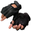 Milwaukee Leather SH206 Men's Black Leather Gel Padded Palm Fingerless Motorcycle Hand Gloves W/ ‘Welted’ Design