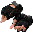 Milwaukee Leather SH219 Men's Black Leather Gel Padded Palm Fingerless Motorcycle Hand Gloves W/ Breathable ‘Mesh Material’