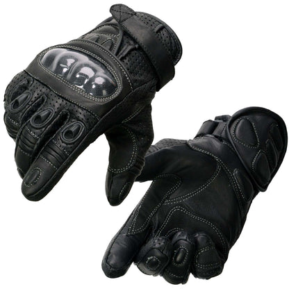 Xelement XG298 Men's Black 'Knuckle Protect' Leather Protective Racing Gloves