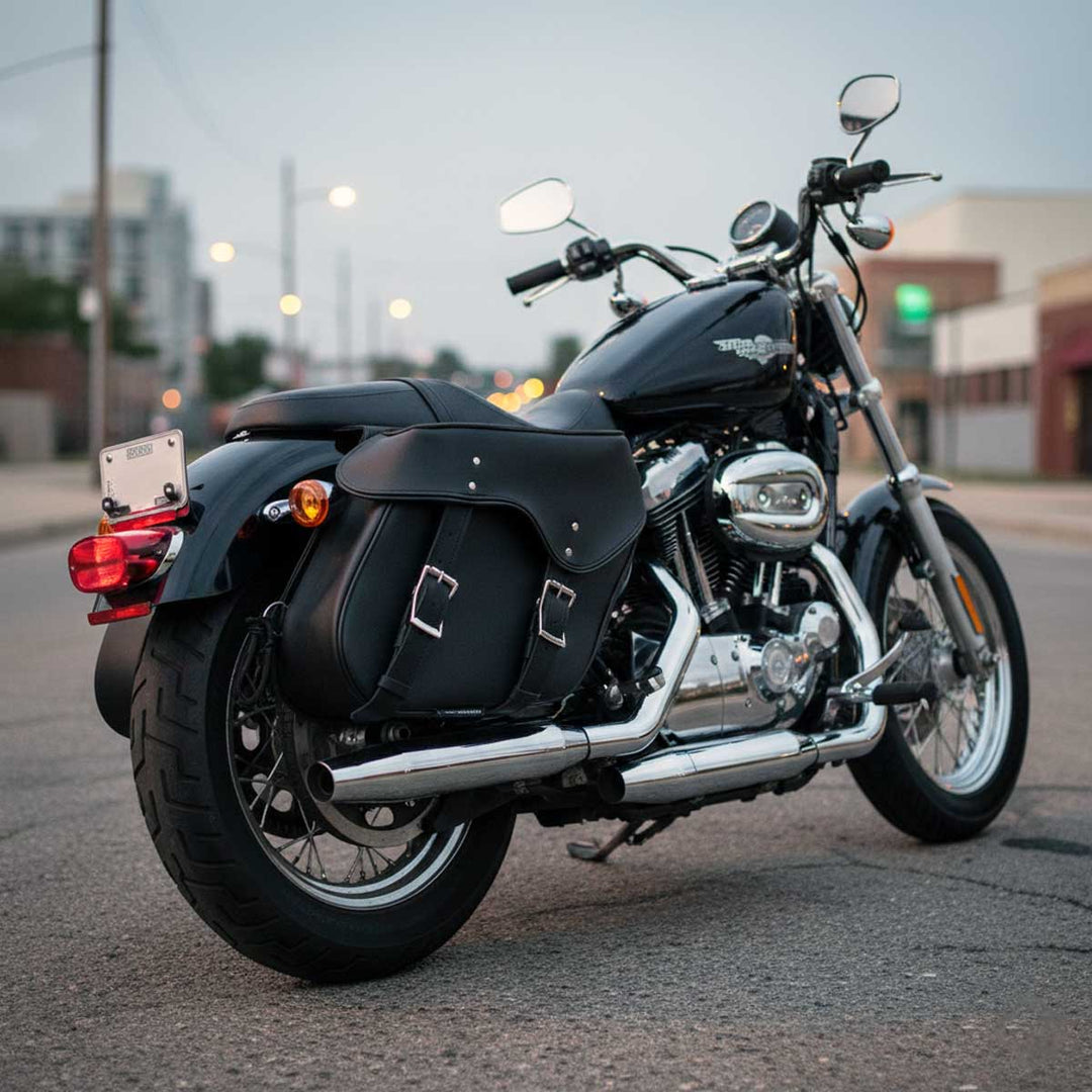 Milwaukee Leather SH55201ZB Black Large PVC Zip-Off Throwover Motorcycle Saddlebags