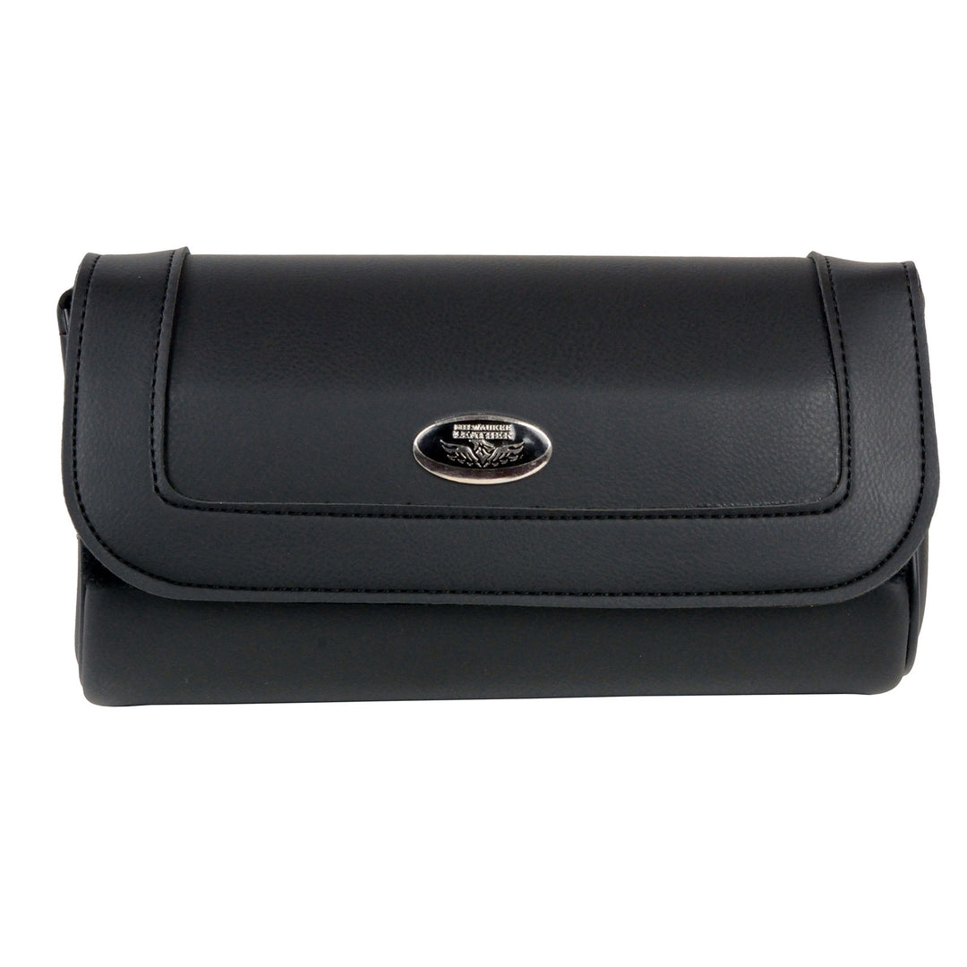 Milwaukee Leather SH61401 Black Medium Motorcycle Windshield PVC Tool Bag with Self FastenerClosure