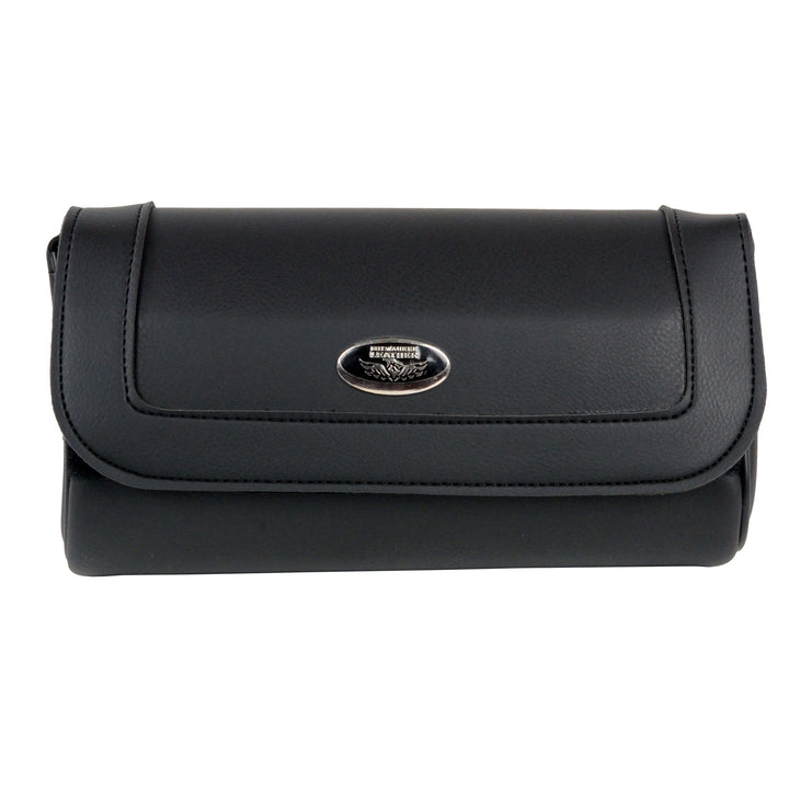 Milwaukee Leather SH61401 Black Medium Motorcycle Windshield PVC Tool Bag with Self FastenerClosure