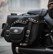 Milwaukee Leather SH66601ZB Black Zip-Off Double Pocket Studded PVC Throw Over Saddlebags