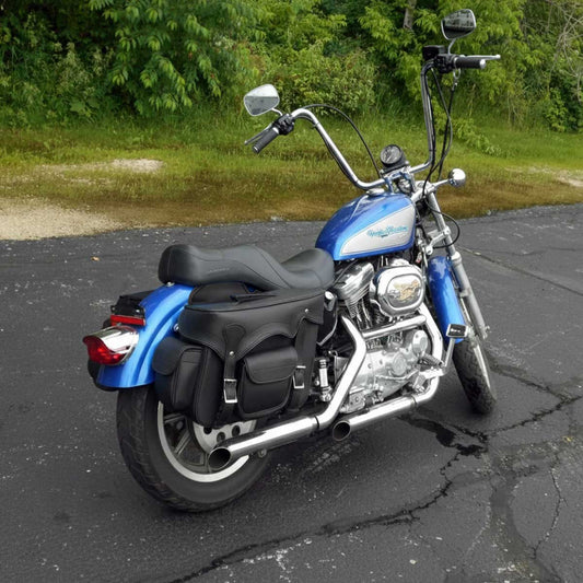 Milwaukee Leather SH66602 Zip-Off Double Pocket PVC Throw Over Motorcycle Saddlebags