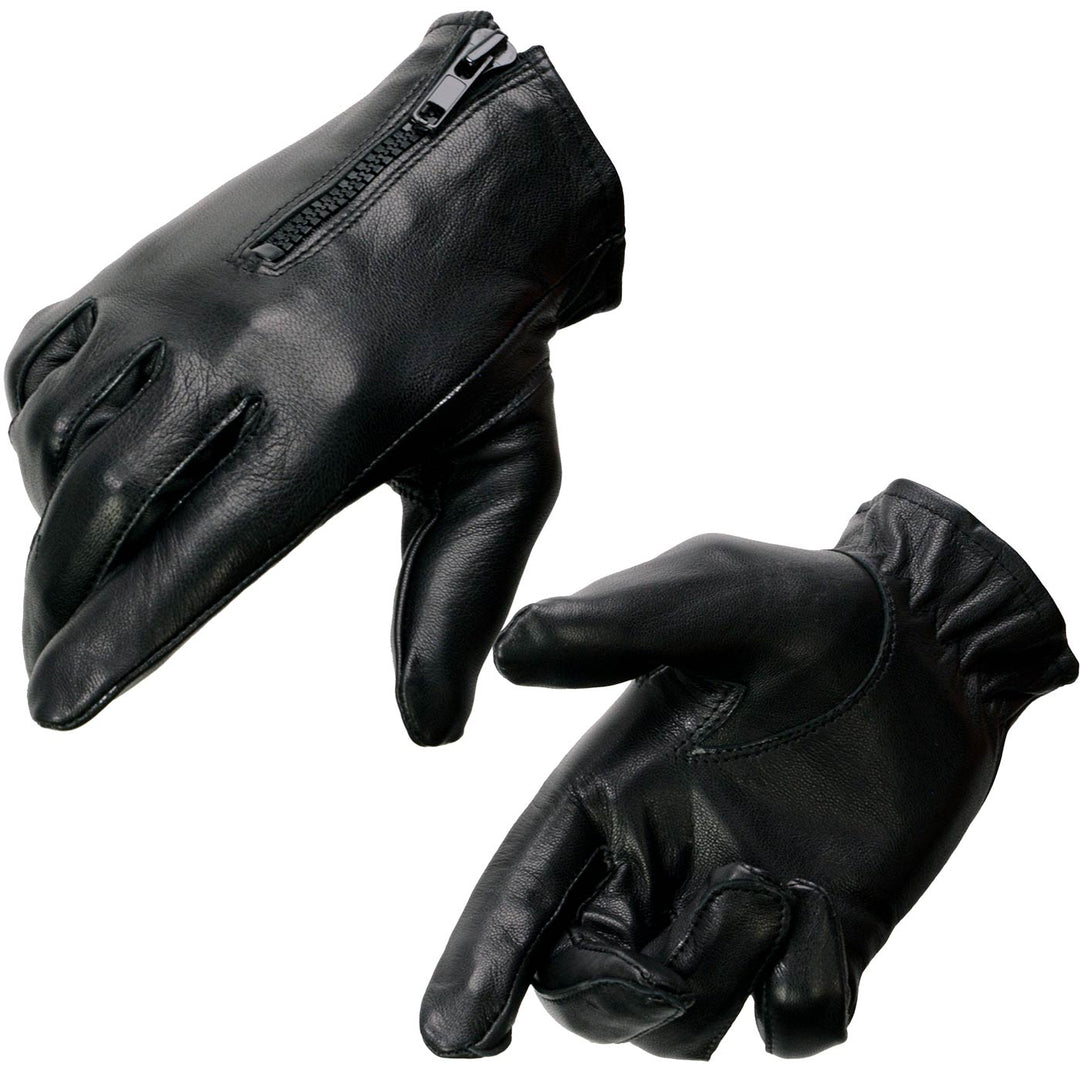 Milwaukee Leather SH728 Women’s Classic Black Leather Motorcycle Gloves with Zipper Closure