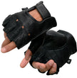 Milwaukee Leather SH851 Men's USA Deer Skin Leather Black Gel Padded Palm Fingerless Motorcycle Riders Gloves