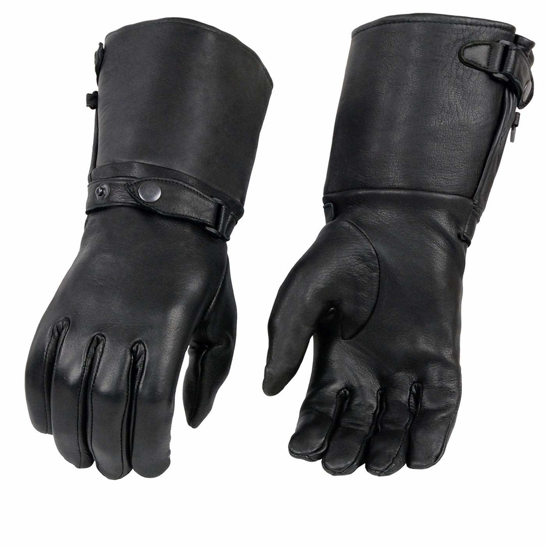 Milwaukee Leather SH859 Women's Thermal Lined USA Deerskin Black Leather Gauntlet Winter Gloves