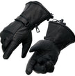 Milwaukee Leather Men's Black Soft Leather Gauntlet Motorcycle Hand Gloves-Waterproof Gel Palm Reflective Piping SH873