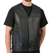 Hot Leathers VSM1023 Men's Black 'Conceal and Carry Leather Vest