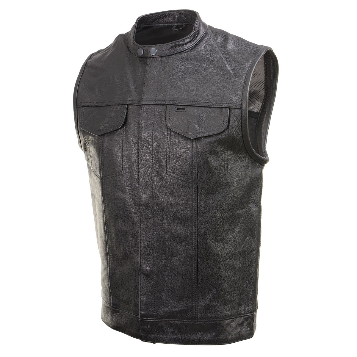 Xelement XS1937 Men's 'Quick Draw' Black Leather Motorcycle Biker Rider Vest