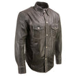 Milwaukee Leather MLM1612 Men's Distressed Grey Casual Biker Rider Leather Shirt w/ Vintage 5 Cent Buffalo Buttons