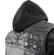 Milwaukee Leather Men's Futile CE Armored Leather Motorcycle Jacket w/ Hoodie Liner, Reflective Skull - LKM17016