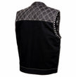 Milwaukee Leather MDM3035 Men’s Wrecker Club Vest – Black Denim & Leather, Diamond Quilt, White Stitch