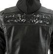 Milwaukee Leather Men's Futile CE Armored Leather Motorcycle Jacket w/ Hoodie Liner, Reflective Skull - LKM17016