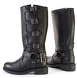 Milwaukee Leather MBL9346 Women's Tall Black Leather Harness Motorcycle Rider Boots w/ Adjustable Straps