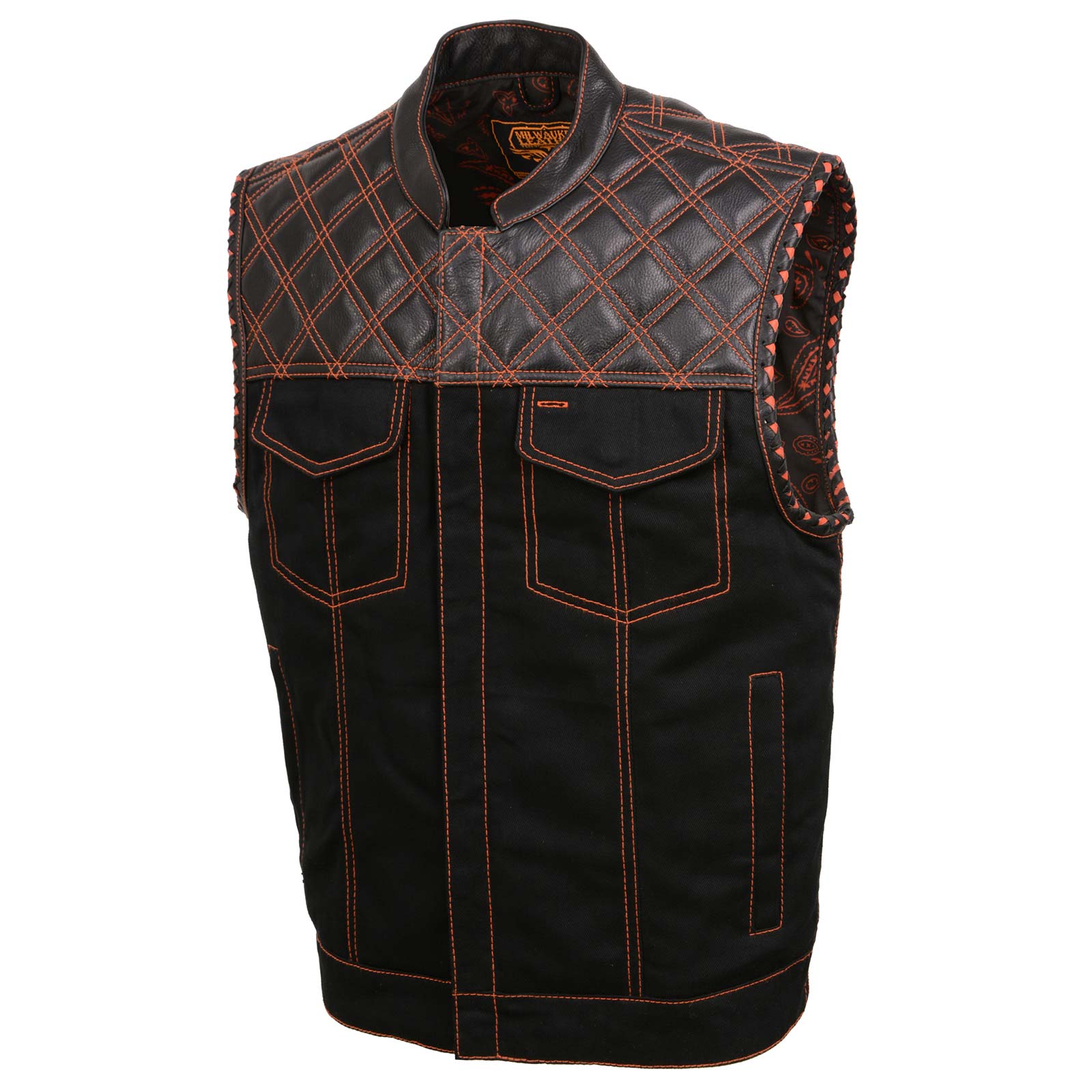 Milwaukee Leather MDM3037 Men's Wrecker Club Vest – Black Denim