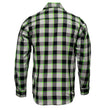 MMCC Radioactive Men's Black Gray Green Plaid Flannel Shirt - 100% Cotton Long Sleeve Button-Up - MMC11602