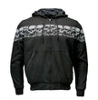Milwaukee Leather Men's Bare Bones Black Reflective Skull CE Armored Riding Hoodie, Shoulder and Elbow Armor - MPM1798