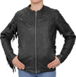 Hot Leathers JKL1028 Studs and Fringe Ladies Black Carry Conceal Leather Jacket