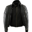 Milwaukee Leather Men's Futile CE Armored Leather Motorcycle Jacket w/ Hoodie Liner, Reflective Skull - LKM17016