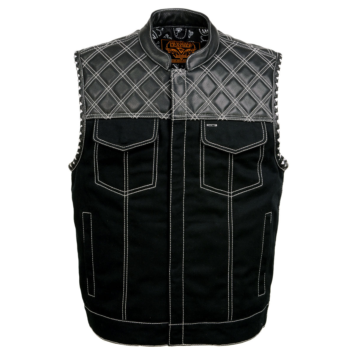 Milwaukee Leather MDM3035 Men's Wrecker Club Vest – Black Denim