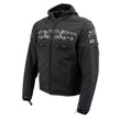 Milwaukee Leather Men's Vengeance Black Armored Textile Motorcycle Jacket with Skull Embroidery - MPM17019