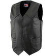 USA Leather 1201 Men's Black Classic Club Style Motorcycle Original Leather Vest