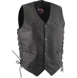 USA Leather 1202 Men's Classic ‘Side Laced’ Black Leather 4 Button Western Style Motorcycle Vest