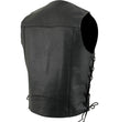 USA Leather 1202 Men's Classic ‘Side Laced’ Black Leather 4 Button Western Style Motorcycle Vest
