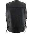 USA Leather 1202 Men's Classic ‘Side Laced’ Black Leather 4 Button Western Style Motorcycle Vest