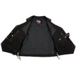 USA Leather 1204 Men's Black 'Dime' Classic Leather Ten Pocket Motorcycle Biker Vest with Side Laces