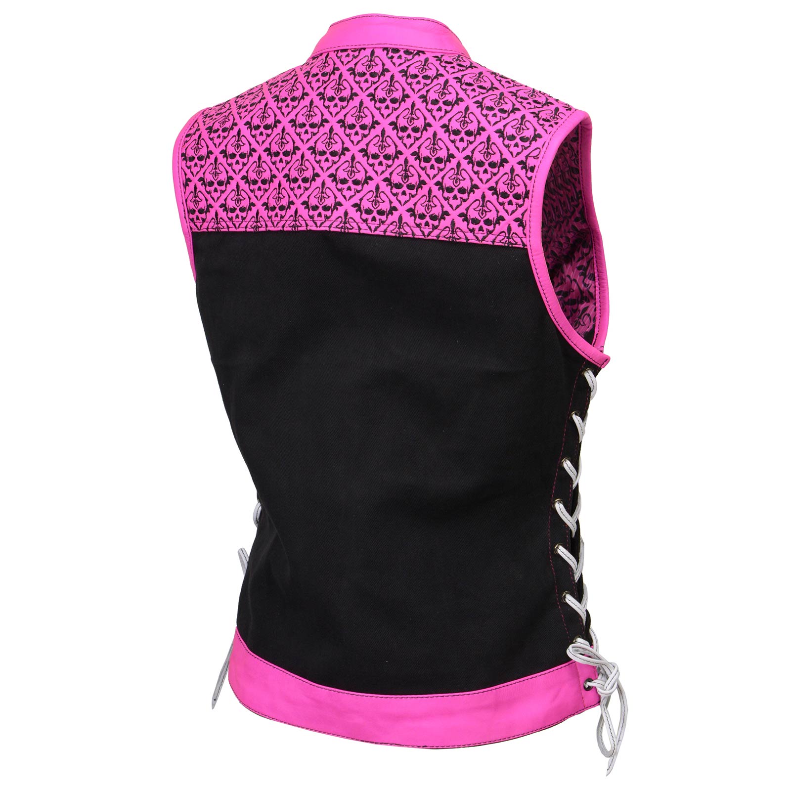 Milwaukee Leather MDL4051 Women's 'Skelly' Black with Pink