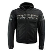 Milwaukee Leather Men's Vengeance Black Armored Textile Motorcycle Jacket with Skull Embroidery - MPM17019