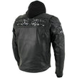 Milwaukee Leather Men's Futile CE Armored Leather Motorcycle Jacket w/ Hoodie Liner, Reflective Skull - LKM17016