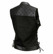 Milwaukee Leather MDL4052 Women's 'Skelly' Black Motorcycle Denim Vest w/ Skull Embroidery
