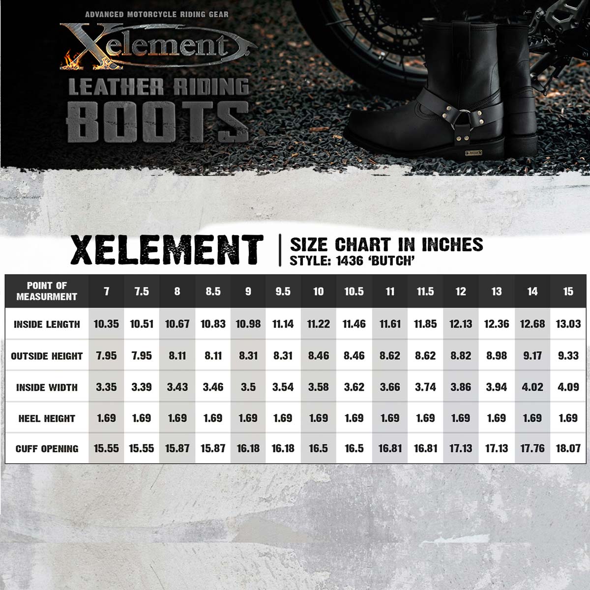 Xelement 1436 Men's 'Butch' Black Leather Short Harness Motorcycle Boots