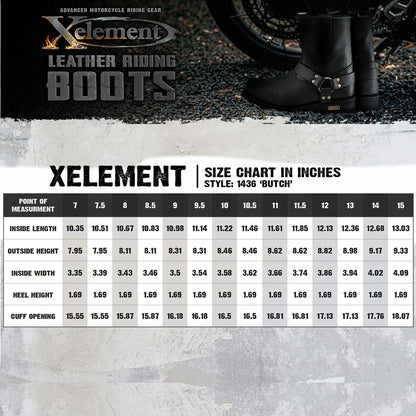 Xelement 1436 Men's 'Butch' Black Leather Short Harness Motorcycle Boots