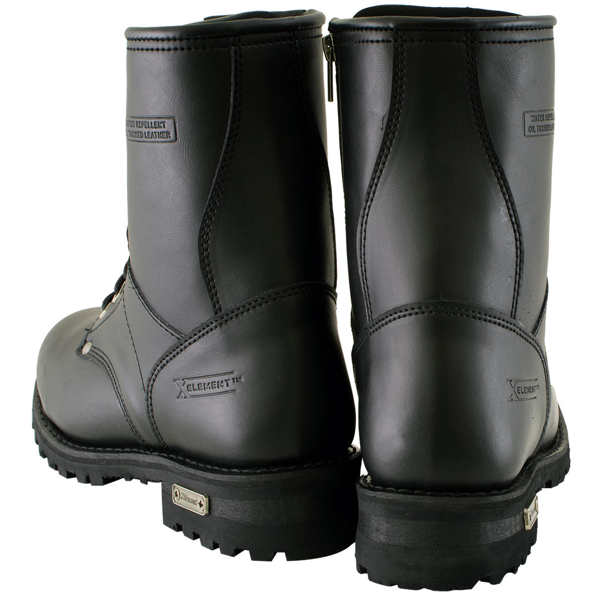 Xelement 1446 Men's 'Vigilant' Black Leather Logger Boots with Inside Zipper