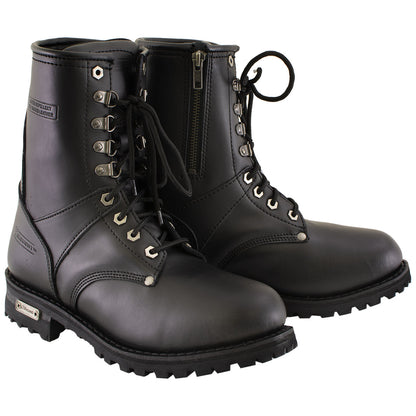 Xelement 1446 Men's 'Vigilant' Black Leather Logger Boots with Inside Zipper