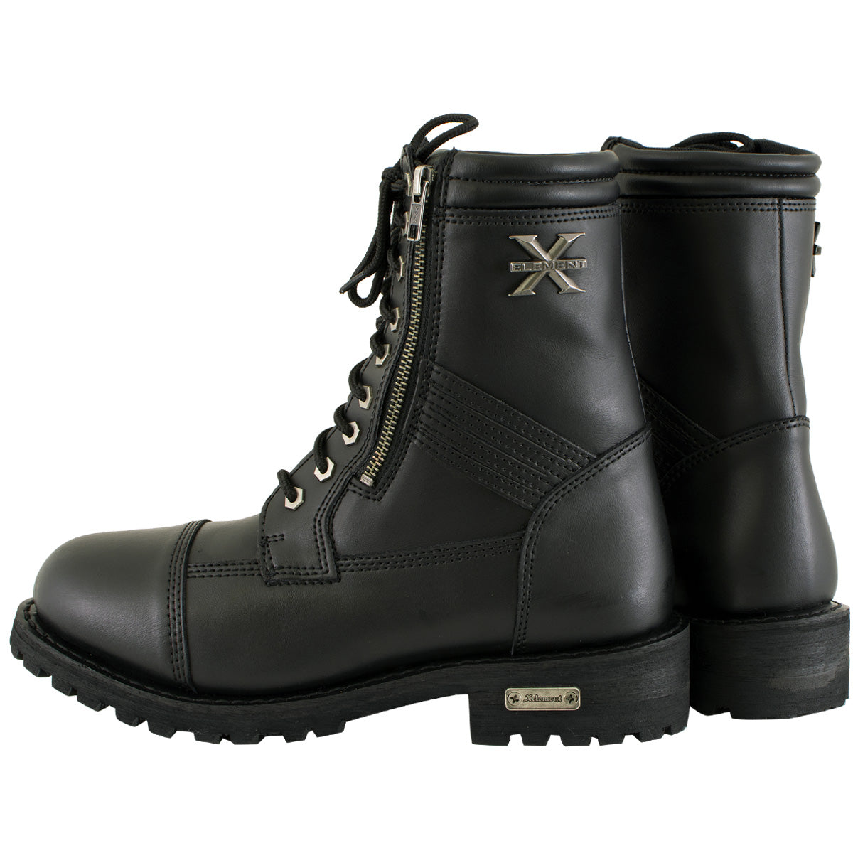 Xelement 1506 Men's Impact Black Premium Leather Lace-Up Motorcycle Biker Rider Boots