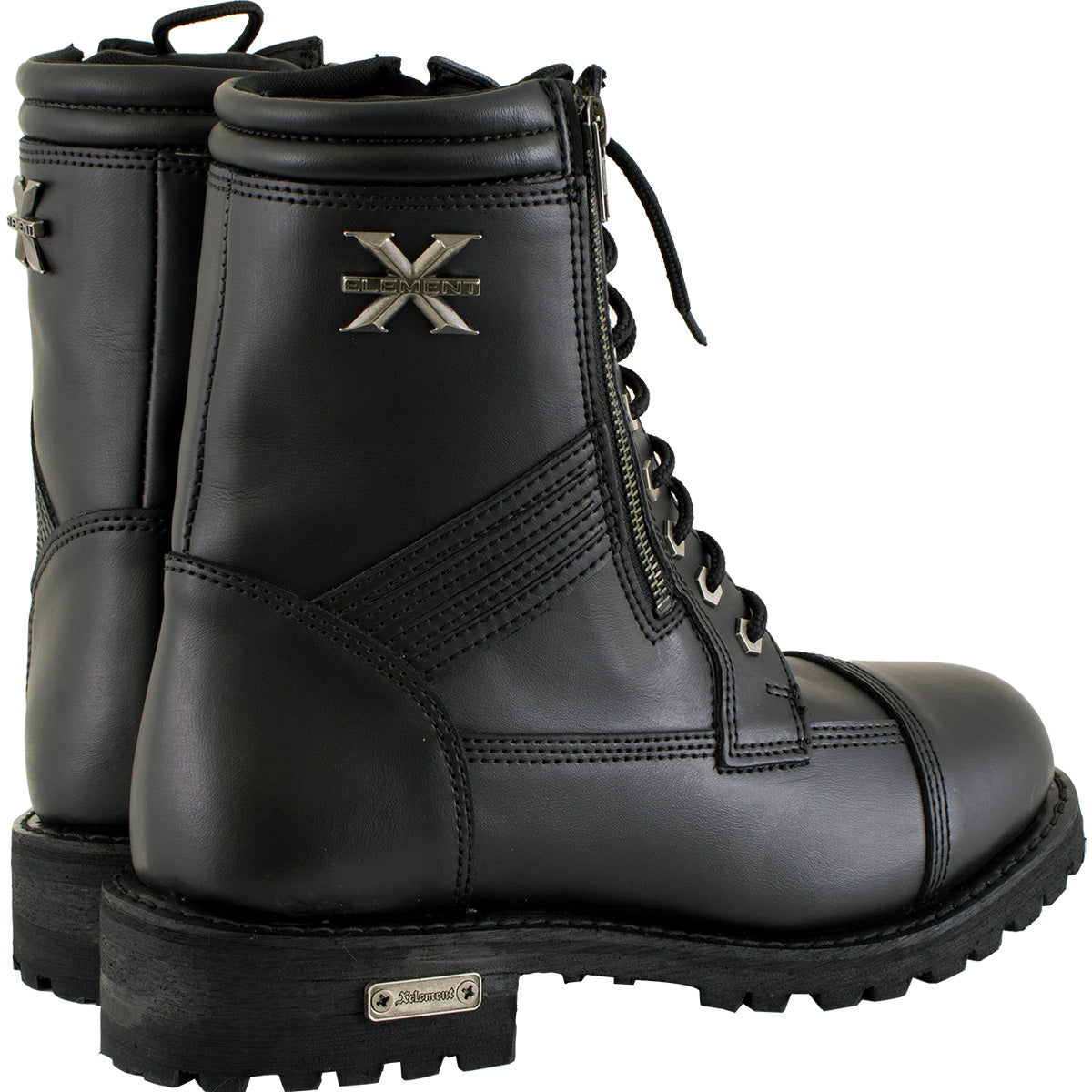 Xelement 1506 Men's Impact Black Premium Leather Lace-Up Motorcycle Biker Rider Boots