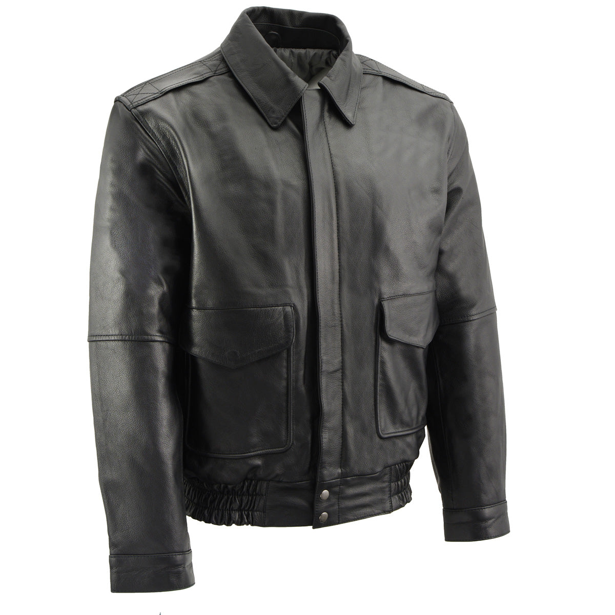 Milwaukee Leather LKM1704 Men's Classic Aviator Style Bomber Black Leather Fashion Coat Jacket