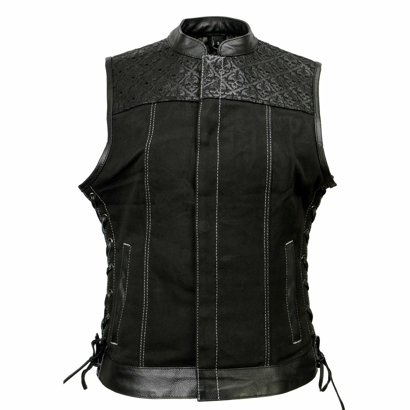 VERGELMER ブラックメタル　BLACKL Milwaukee Leather MDL4052 Women's 'Skelly' Black Motorcycle Denim