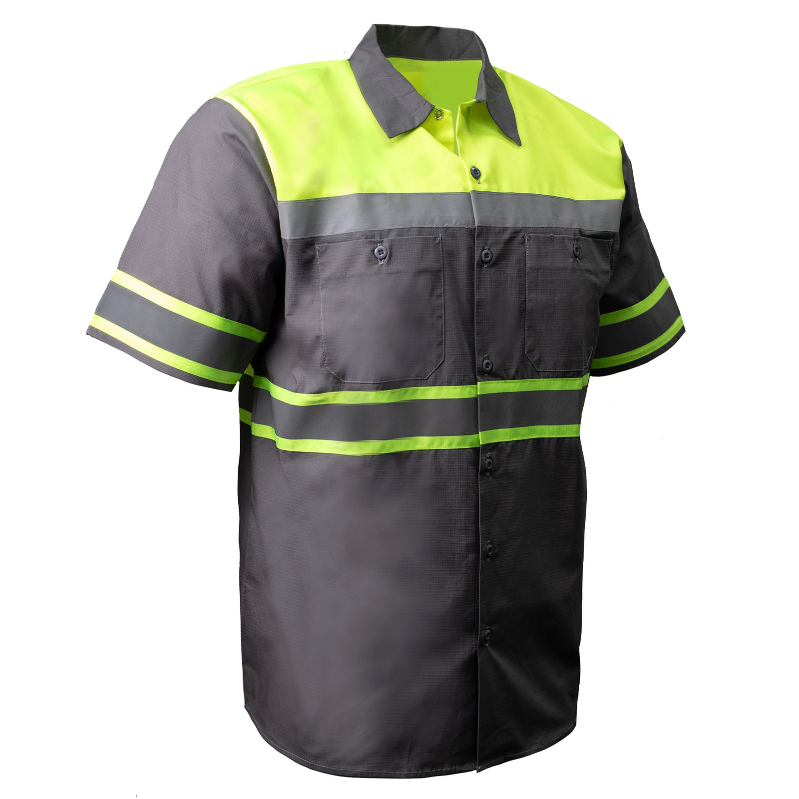 Milwaukee Motorcycle Clothing Co. Men’s Neon/Grey Mechanic Work Shirt – w / Reflective Strip, Rider‑Built MDM11615